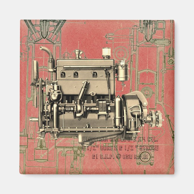 Wisconsin Motor Milwaukee Wisconsin Gas Motor B-3 Magnet (Vorne)