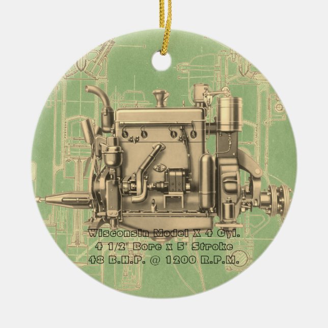 Wisconsin Motor Milwaukee Wisconsin Gas Motor X Keramikornament (Vorne)