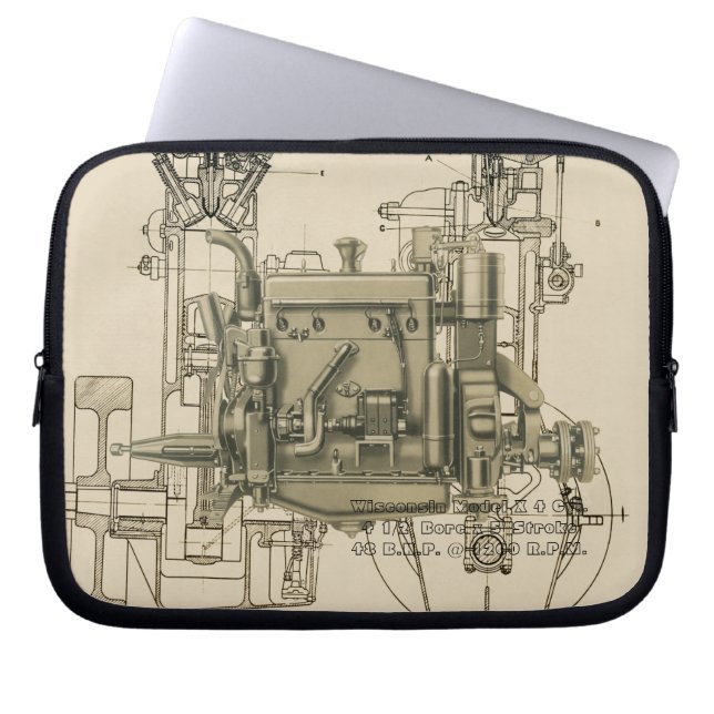 Wisconsin Motor Milwaukee Wisconsin Gas Motor X Laptopschutzhülle (Vorderseite)