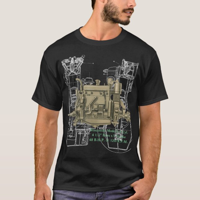 Wisconsin Motor Milwaukee Wisconsin Gas Motor X T-Shirt (Vorderseite)