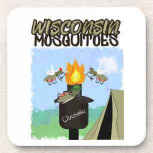 Wisconsin-Mücken-Cartoon - Camping mit Tiki Getränkeuntersetzer
