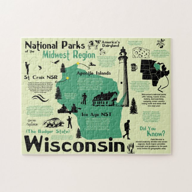 Wisconsin National Parks Infografik Karte (Horizontal)