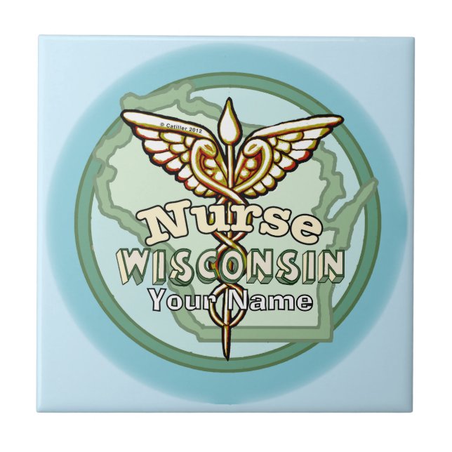 Wisconsin Nurse Caduceus Fliese (Vorderseite)
