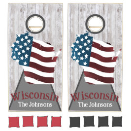 Wisconsin Patriotic Cornhole Set