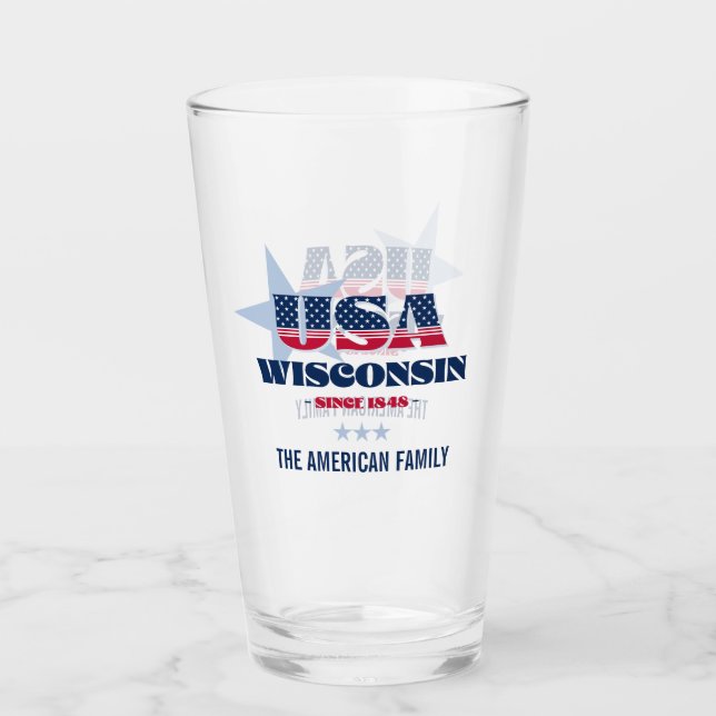 Wisconsin Patriotic Pride Personalisiert Glas (Vorderseite)