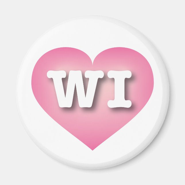 Wisconsin Pink Fade Heart - I Liebe WI Magnet (Vorne)