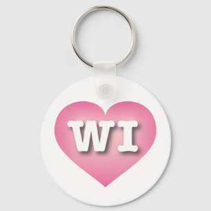 Wisconsin Pink Fade Heart - I Liebe WI Schlüsselanhänger