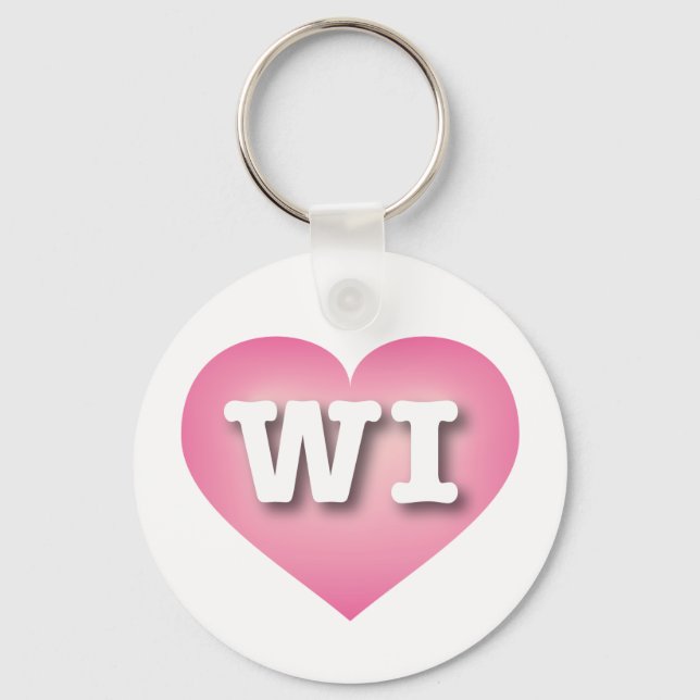 Wisconsin Pink Fade Heart - I Liebe WI Schlüsselanhänger (Vorderseite)