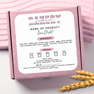 Wisconsin Pink Hütte Law Label Bakery Packaging Quadratischer Aufkleber