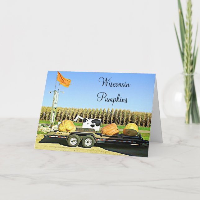 Wisconsin Pumpkins and Dairy Cow Halloween Card Karte (Vorderseite)