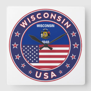 Wisconsin Quadratische Wanduhr