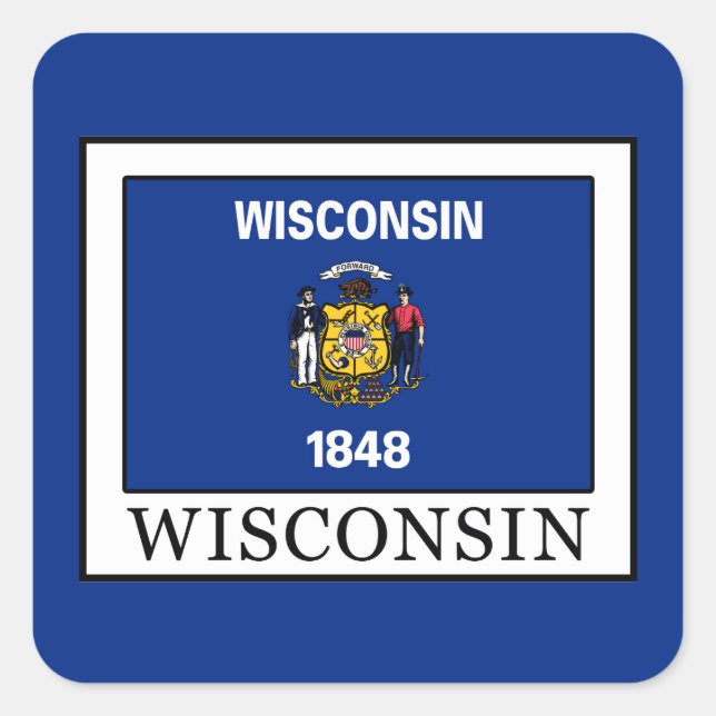 Wisconsin Quadratischer Aufkleber (Vorderseite)