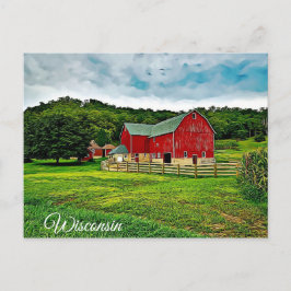 Wisconsin Red Barn Farm Landschaftlich View Postka Postkarte