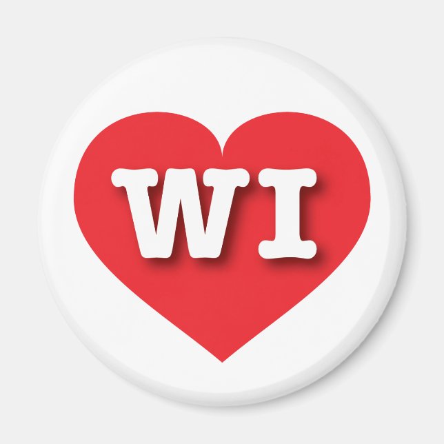 Wisconsin Red Heart - I Liebe WI Magnet (Vorne)