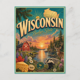 Wisconsin Retro-Reise-Andenken-Postkarte Postkarte