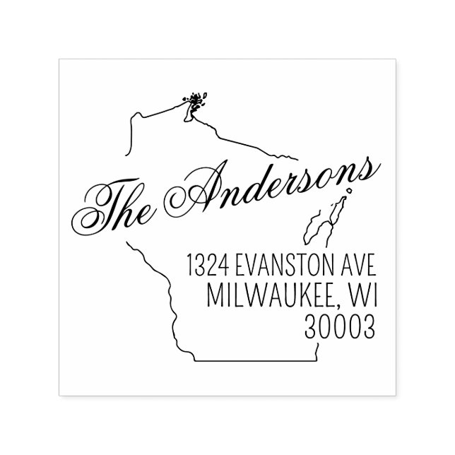 Wisconsin Return Address Self Inking Rubber Stamp Permastempel (Design)