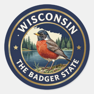 🐦 Wisconsin-Rotkehlchen-Badger-Erbe Runder Aufkleber