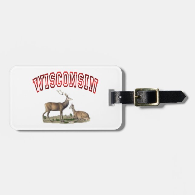 Wisconsin-Rotwildszene Gepäckanhänger (Vorderseite horizontal)