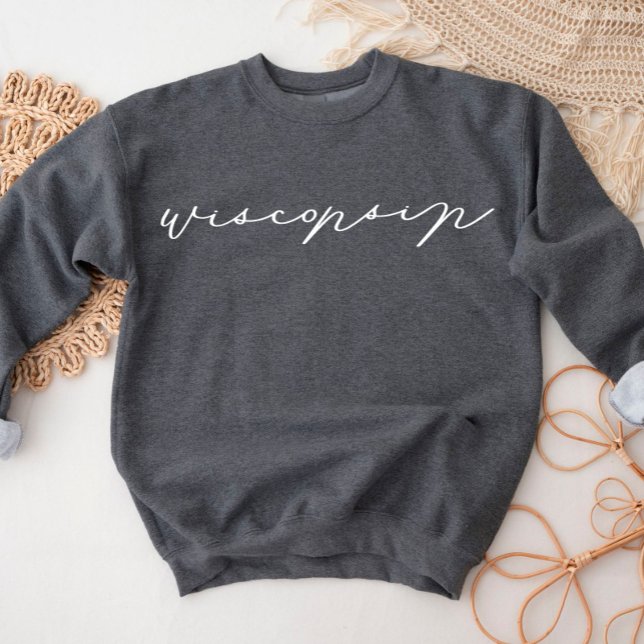 Wisconsin Script Sweatshirt de l'État féminin (Créateur téléchargé)