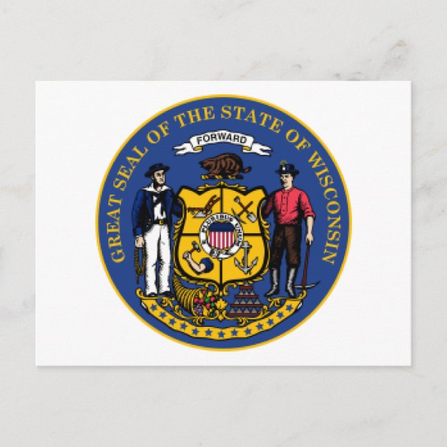 Wisconsin Siegel Postkarte (Vorderseite)