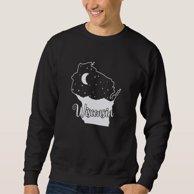 Wisconsin Skyline in Map Outline USA Sweatshirt (Vorderseite)