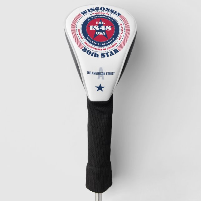 Wisconsin Staat Circle Custom Golf Head Cover Headcover (Vorderseite)