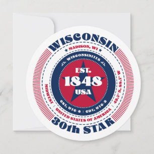 Wisconsin Staat Circular Typografy Flat Card