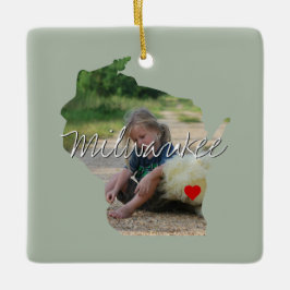 Wisconsin Staat Foto Einfügung und Ortsname Keramikornament