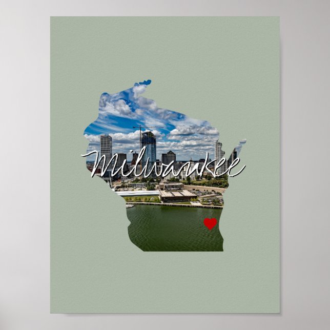Wisconsin Staat Foto Einfügung und Ortsname Poster (Vorne)