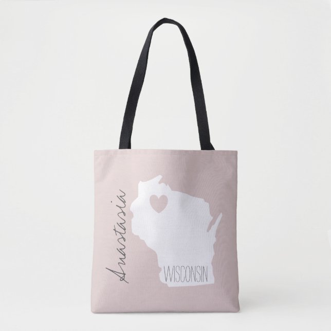 Wisconsin-Staat-Karte personalisiert Tasche (Vorderseite)