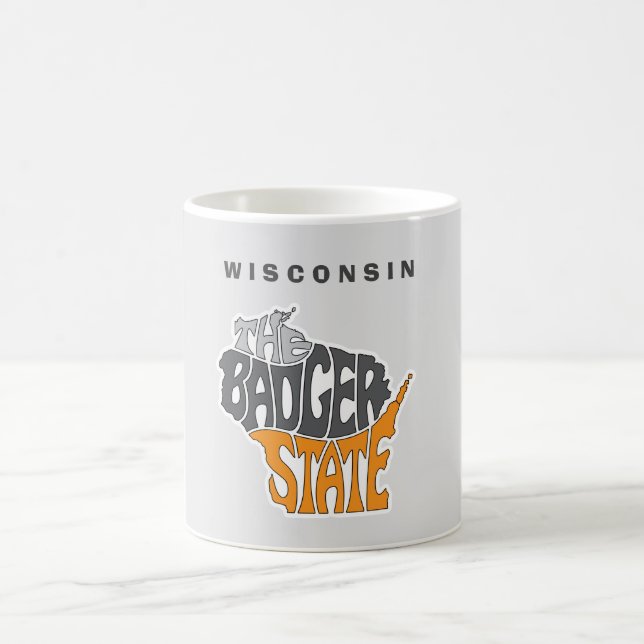 Wisconsin Staat Nickname Word Art Kaffeetasse (Mittel)