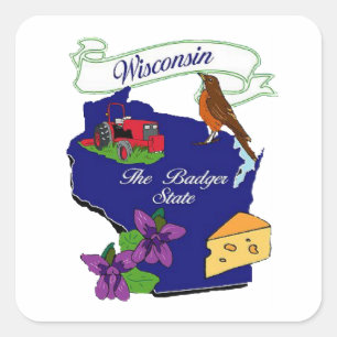 Wisconsin Staat Quadratischer Aufkleber