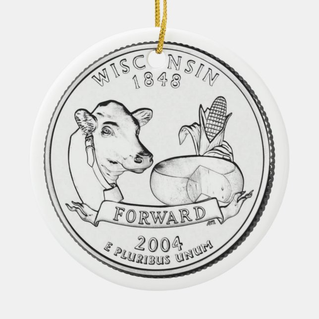 Wisconsin Staat Quarter Keramikornament (Vorne)