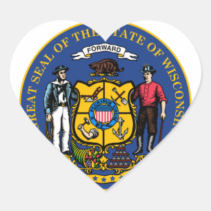 Wisconsin Staat Siegel - Herz-Aufkleber