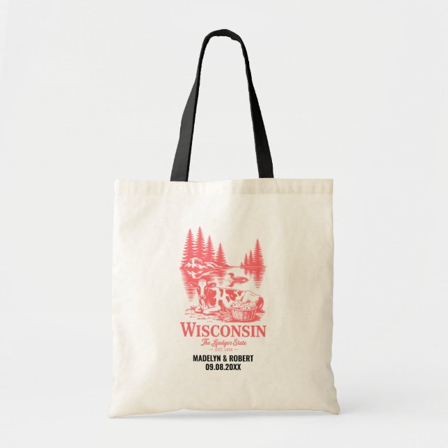 Wisconsin Staat Wedding Welcome Bag, Staat Liebe Tragetasche (Vorne)