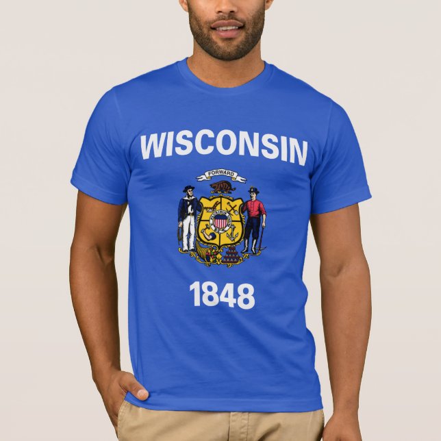 Wisconsin-Staats-Flagge T-Shirt (Vorderseite)