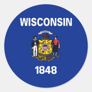 Wisconsin-Staats-Flaggen-Entwurf Runder Aufkleber
