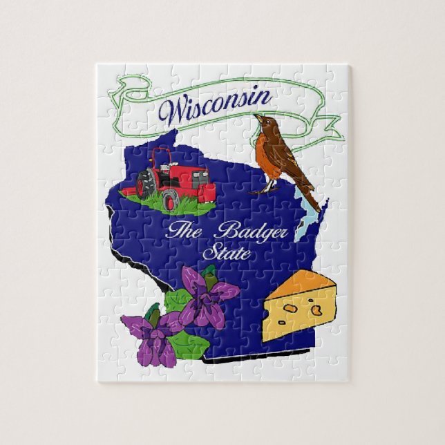 Wisconsin-Staats-Puzzlespiel 8x10 " (Vertikal)