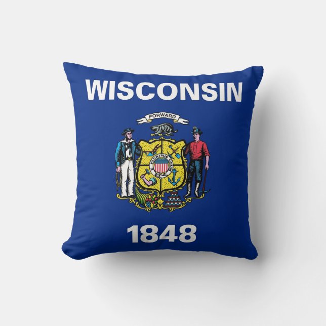 Wisconsin Staatsflagge Amerikanischer MoJo Pillow Kissen (Vorderseite)