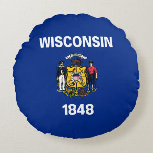 Wisconsin Staatsflagge Rundes Kissen
