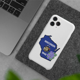 Wisconsin State Flag & Blume Common Blue Violet Case-Mate iPhone Hülle