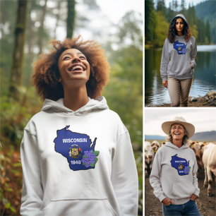 Wisconsin State Flag & Blume Common Blue Violet Hoodie