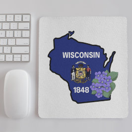 Wisconsin State Flag & Blume Common Blue Violet Mousepad