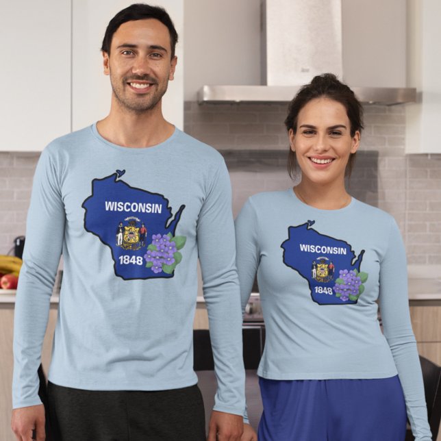 Wisconsin State Flag & Blume Common Blue Violet T-Shirt (Von Creator hochgeladen)