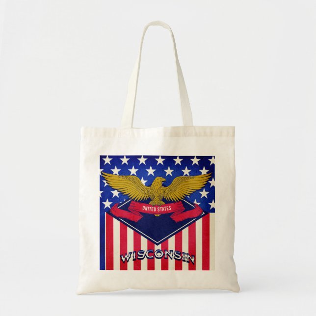 Wisconsin USA Flags Tragetasche (Vorne)