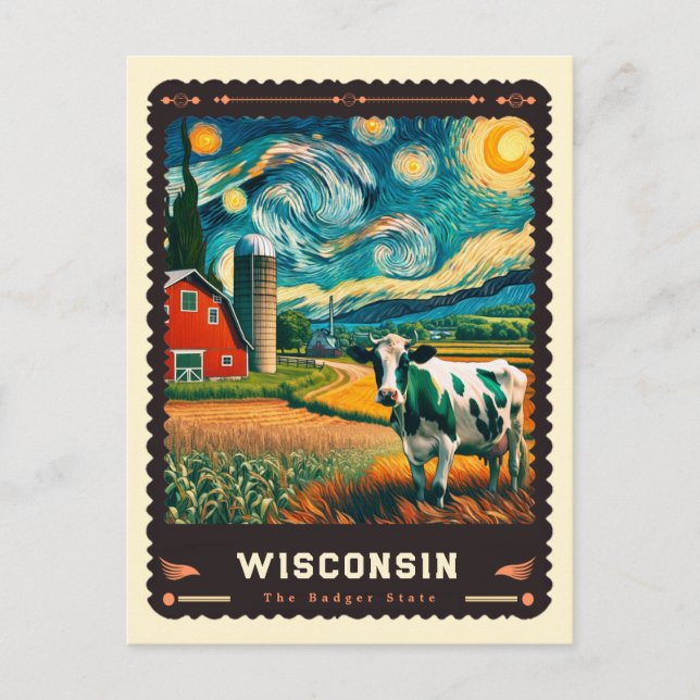 Wisconsin | Vincent Van Gogh Inspiriert Postkarte (Vorderseite)