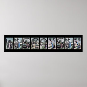 WISCONSIN Vintag Alphabet Letter Name Art Poster