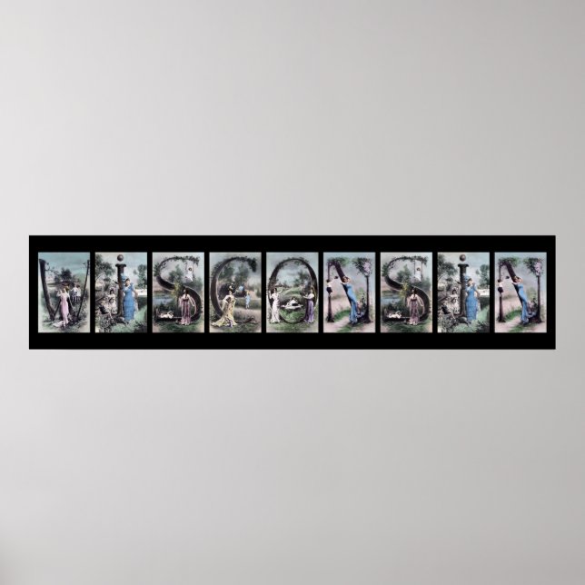 WISCONSIN Vintag Alphabet Letter Name Art Poster (Vorne)