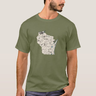 Wisconsin Vintage Bildkarte Antiquitätendiagramm  T-Shirt
