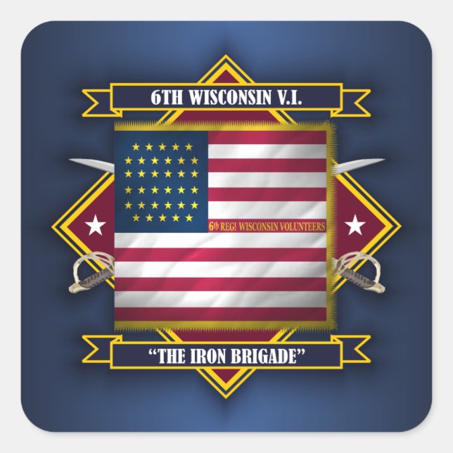 Wisconsin Volunteer Infantry Quadratischer Aufkleber (Vorderseite)
